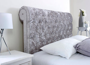 grey chesterfield sleigh bed