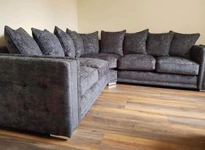 Alaska Truffle Fabric 5 Seater Corner Dark Grey Sofa