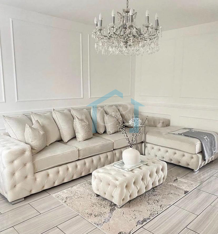 Cream chesterfield clearance sofa set