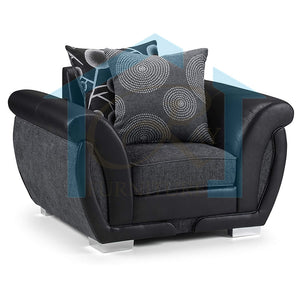 Farrow Leather/Fabric Armchair Black Grey