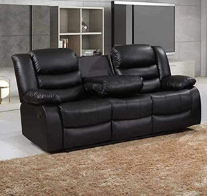 New Roma Recliner 3 Seater 2 Seater Black Leather Quality Sofa