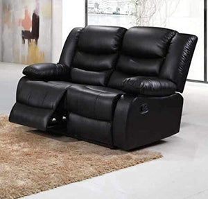 New Roma Recliner 3 Seater 2 Seater Black Leather Quality Sofa