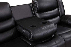 New Roma Recliner 3 Seater 2 Seater Black Leather Quality Sofa