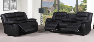 New Roma Recliner 3 Seater 2 Seater Black Leather Quality Sofa