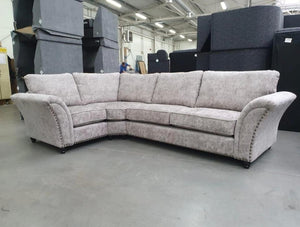 Cambridge Design Truffle Fabric 4 Seater Left Or Right Corner Fullback Studded Sofa