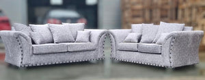 New Cambridge Buxton Fog Silver Fabric Sofas 3+2 Seater Comfy Couch