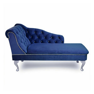 Velvet Upholstered Tufted Button Chesterfield Chaise Lounge Bedroom Accent Chair