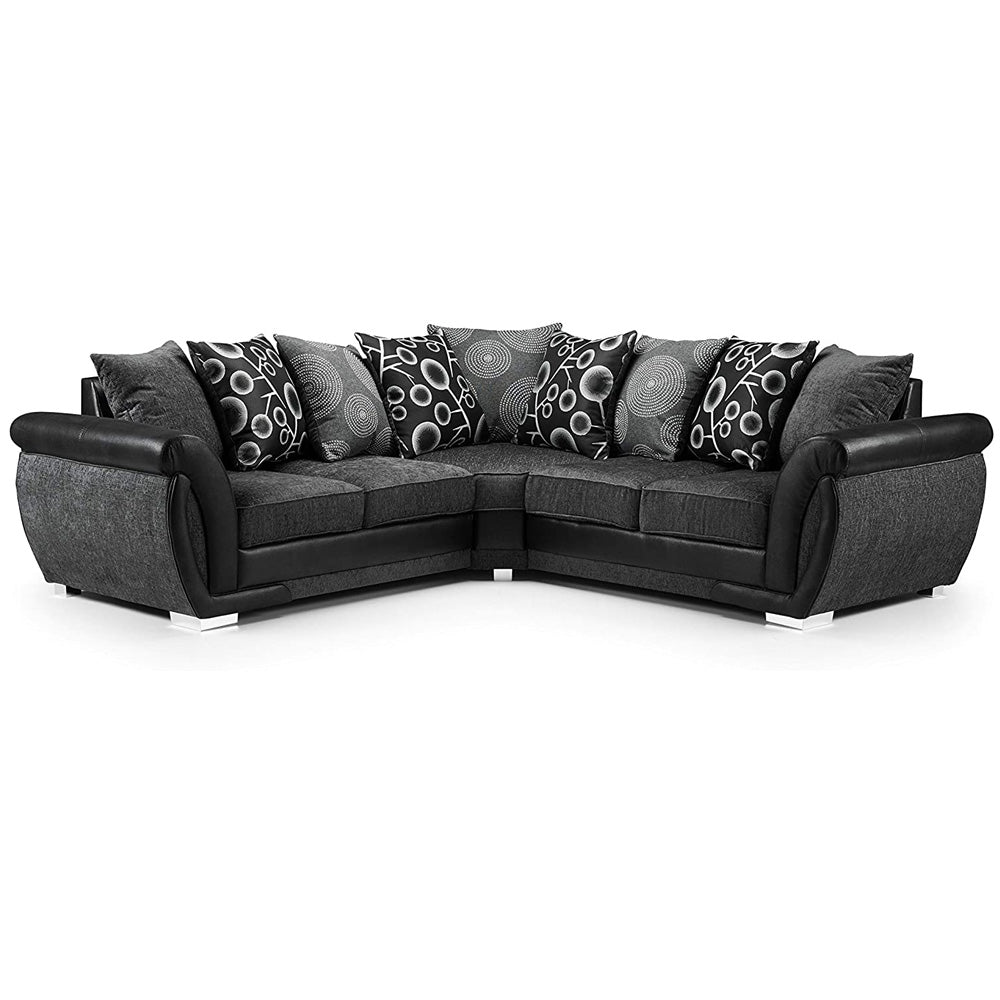 Farrow Leather/Fabric Corner Sofa Black Grey