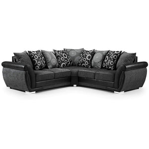 Farrow Leather/Fabric Corner Sofa Black Grey