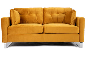 Hira Chaise Comfy 3+2 Seater Sofa in Mustard Plush Velvet