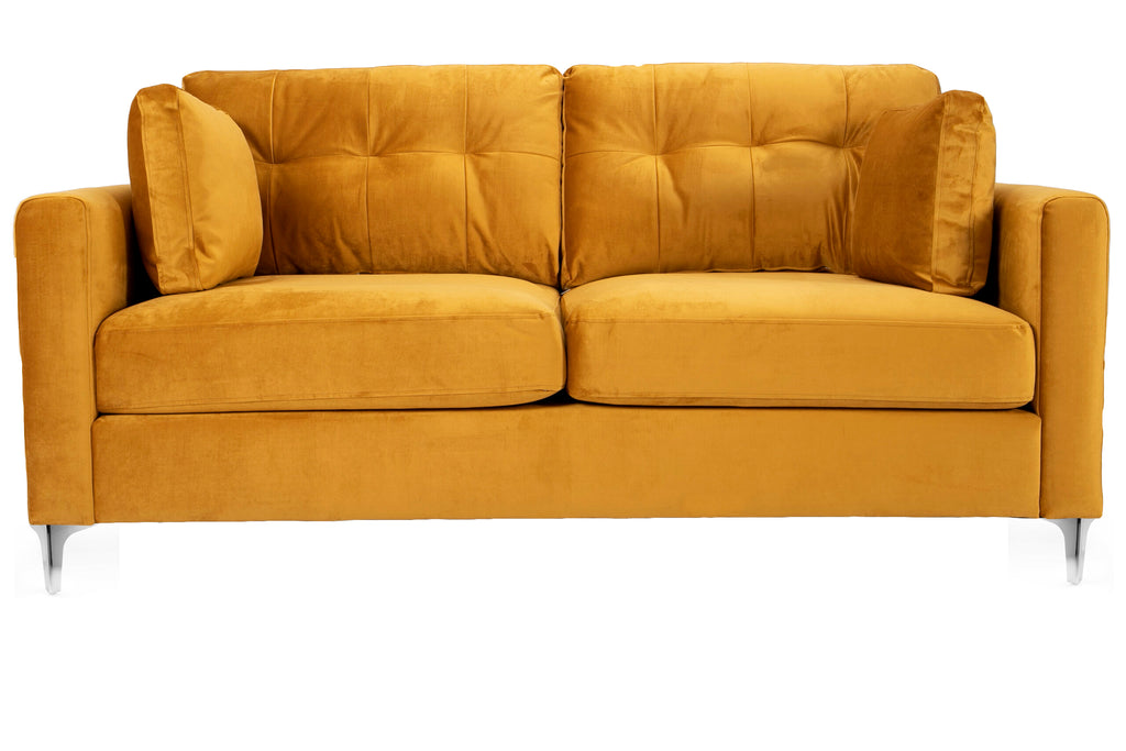 Hira Chaise Comfy 3+2 Seater Sofa in Mustard Plush Velvet