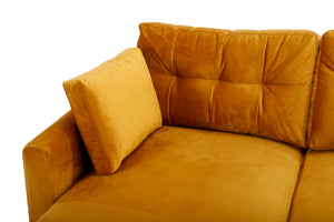 Hira Chaise Comfy 3+2 Seater Sofa in Mustard Plush Velvet