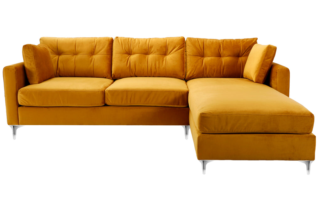 Hira Chaise Comfy Corner Sofa in Mustard