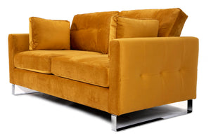 Hira Chaise Comfy 3+2 Seater Sofa in Mustard Plush Velvet