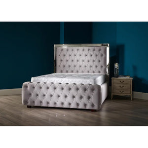 New Kaleb Upholstered Chesterfield Mirror Bed Frame