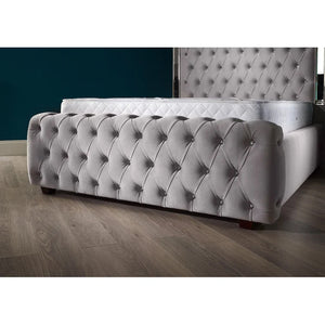 New Kaleb Upholstered Chesterfield Mirror Bed Frame