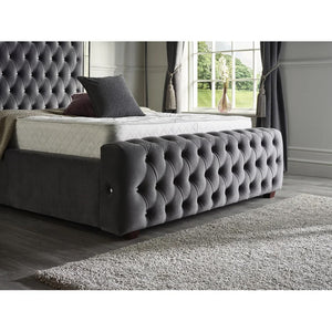 New Kaleb Upholstered Chesterfield Mirror Bed Frame