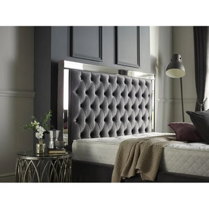 New Kaleb Upholstered Chesterfield Mirror Bed Frame