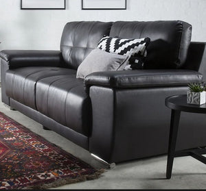 Kansas Black Imported Leather 3+2 Seater Sofas Set