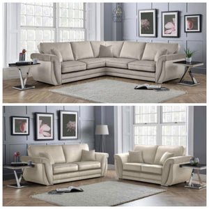 New Luxe Plush Velvet Silver Sofas With High Back Cushions 3+2 Seater Sofa Set