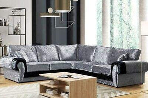 Milan Sofa Crushed Velvet Silver/Black Corner