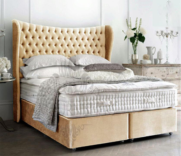 VICTOR WINGED BED DIVAN BASE & WINGBACK HEADBOARD