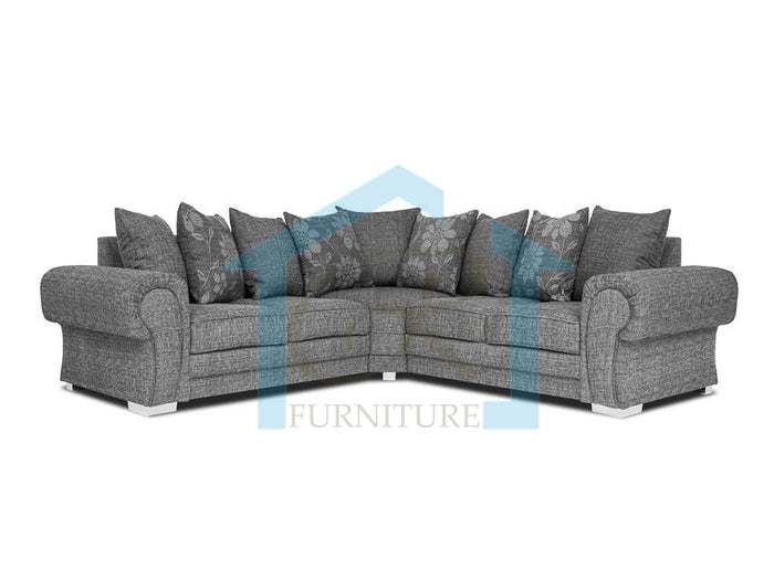 Newton Fabric Double 5 Seater Corner Sofa in Grey