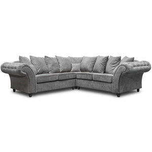 Nicole Chesterfield Grey Sofa 5 Seater Double Corner Couch