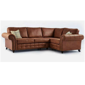 Oakland Faux Leather 4 Seater Left Corner Sofa in Brown