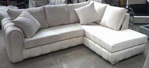 New Penal Lilly Cream Plush Velvet L-Shape Corner Comfy Sofa