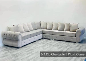 Rio Tuxedo Chesterfield Fabric 7 Seater Corner Scatter Sofa