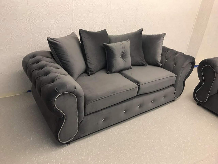 Rio Tuxedo Chesterfield Plush Velvet 3+2 Seater Sofa