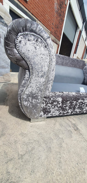 Rio Tuxedo Chesterfield Silver Crush Velvet 3+2 Seater Scatter Back Sofa