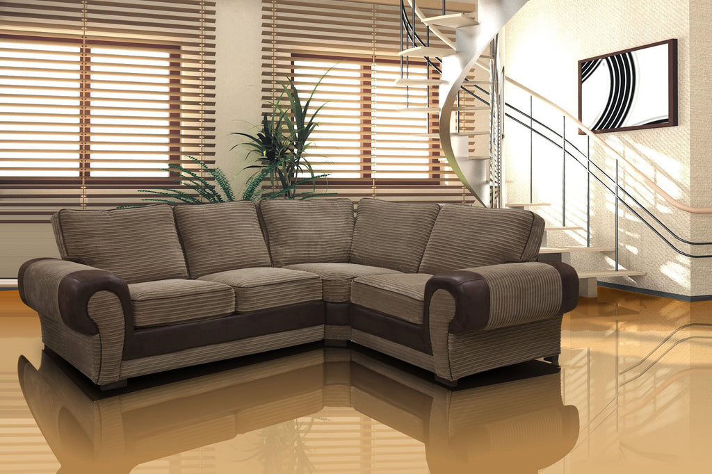 Tango Jumbo 4 Seater Left Corner Brown Sofa With High Back Cushions