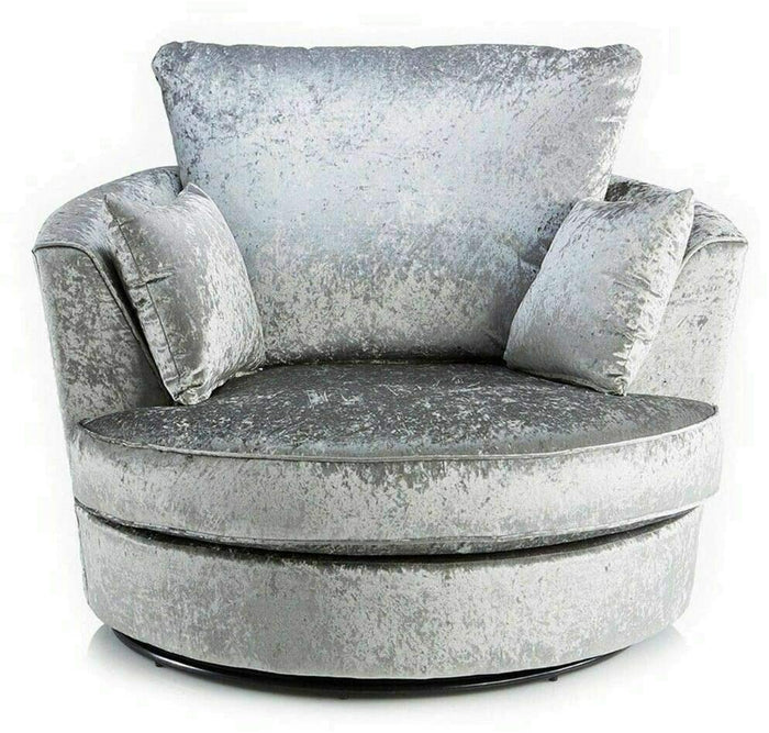 Milan Cuddle Chair Silver Crushed Velvet