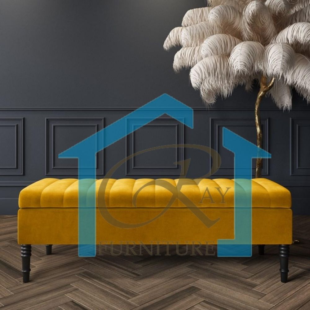 SAFAR OTTOMAN FOOT STOOL BENCH UPHOLSTERED VELVET TUFTED OTTOMAN BOX