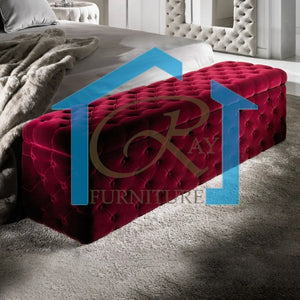 LUX ITALIAN OTTOMAN BOX BENCH FOOTSTOOL PLUSH VELVET UPHOLSTERED BLANKET TOY STORAGE BOX