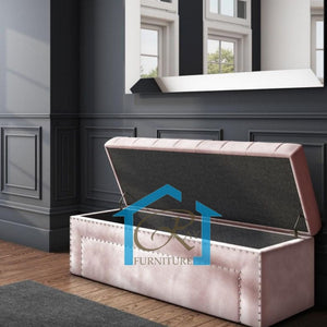 HUGE OTTOMAN BOX PLUSH VELVET UPHOLSTERED TUFTED OTTOMAN STORAGE BLANKET OR TOY BOX