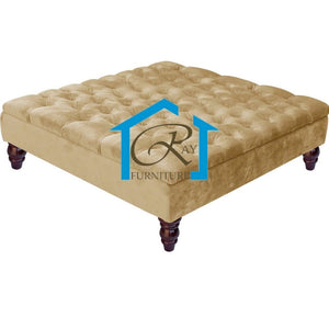 PARIS SQUARE OTTOMAN STORAGE BOX FOOTSTOOL PLUSH VELVET UPHOLSTERED BENCH