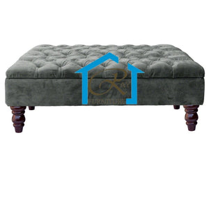 PARIS SQUARE OTTOMAN STORAGE BOX FOOTSTOOL PLUSH VELVET UPHOLSTERED BENCH