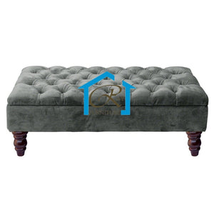 SIERRA OTTOMAN BOX FOOT STOOL UPHOLSTERED PLUSH VELVET BENCH TUFTED COFFEE TABLE