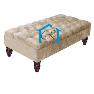 SIERRA OTTOMAN BOX FOOT STOOL UPHOLSTERED PLUSH VELVET BENCH TUFTED COFFEE TABLE