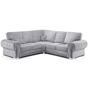 Vegas Chesterfield Full Back Corner Sofa Light Grey