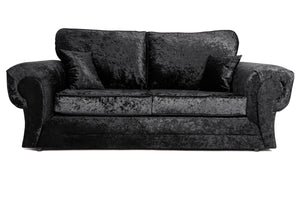 New Shimmer Black Crush Velvet Sofa 3+2 Seater Sofas Set