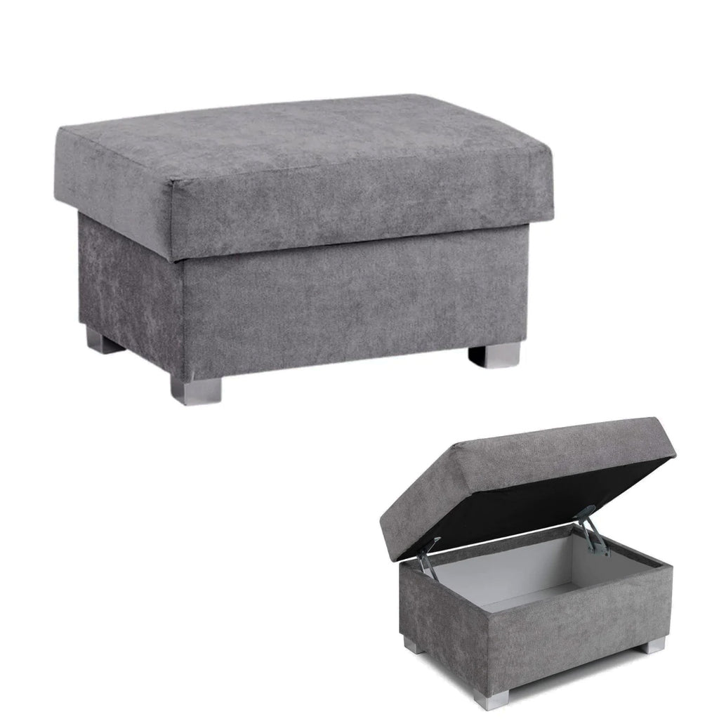 Verona Fabric Grey Puffy Storage Footstool