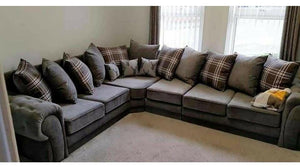 Verona Chesterfield Sofa 6 Seater Corner Grey