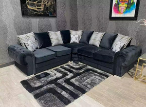 Verona Black Chesterfield Sofa Double Corner