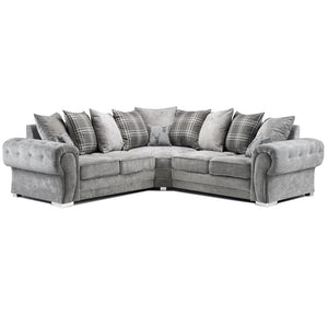 Verona Chesterfield Sofa Double Corner Light Grey