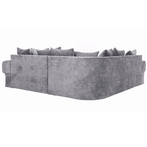 Verona Chesterfield Sofa 5 Seater Double Corner L-Shape Grey Couch