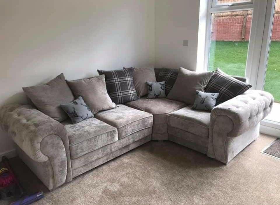 VERONA CHESTERFIELD MINK SOFA 4 SEATER Right HAND CORNER